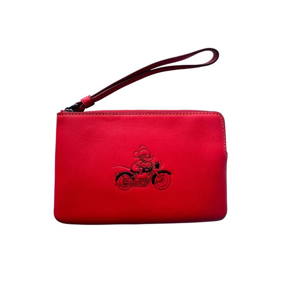 Coach X Disney Red Mickey On Motorcycle Wristlet - Picture 1 of 5